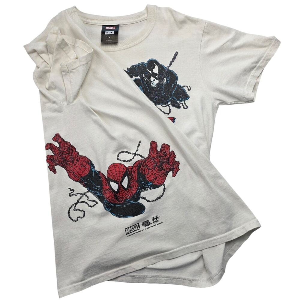 HUF x Marvel Spider-Man Venom Graphic Tee Youth Large White Skate Tee